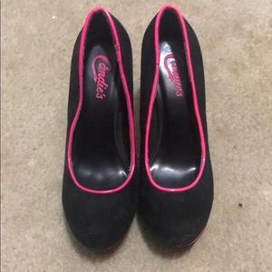 Candies Black Suede Heels